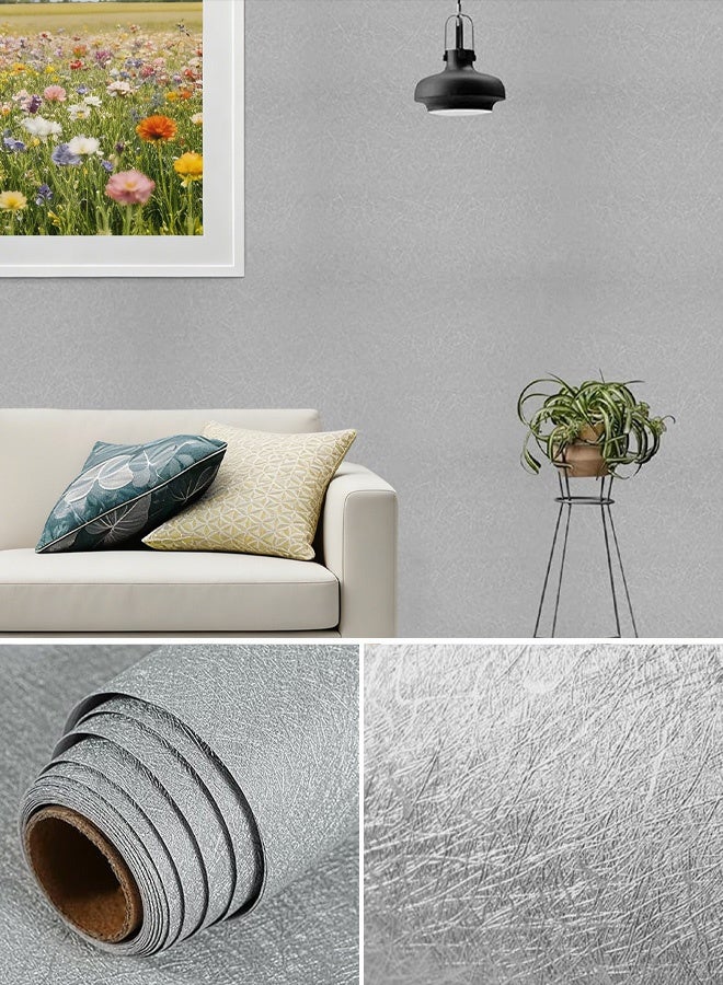 نوايوو ورق جدران ذاتي اللصق، قابل للإزالة، 40 سم × 650 سم، مقاوم للماء، ورق حريري، ديكور منزلي، فينيل، مناسب لأسطح العمل والأثاث، ديكور جدران أسطح العمل (فضي) - Image 1